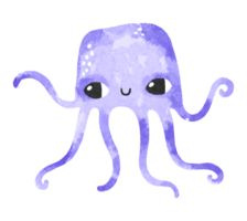Funny blue jellyfish. Underwater sea life Simple drawing in Scandinavian style. Hand drawn medusa illustration on isolated background png