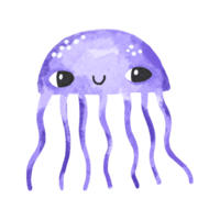 divertente blu Medusa. subacqueo mare vita semplice disegno nel scandinavo stile. mano disegnato medusa illustrazione su isolato sfondo png