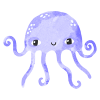 engraçado azul medusa. embaixo da agua mar vida simples desenhando dentro escandinavo estilo. mão desenhado medusa ilustração em isolado fundo png