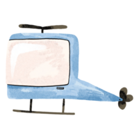 Blau Karikatur Hubschrauber. Kinder- Clip Art mit Luft Transport und Sterne. Reisen. Hand gezeichnet Illustration auf isoliert Hintergrund png