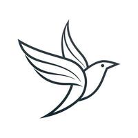 A minimalist illustration of a bird with wings outstretched flying through the air, Simple line drawing of a bird in flight, minimalist logo vector