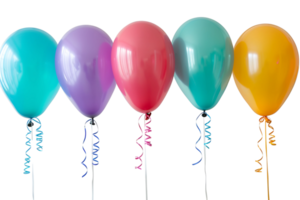 Collection set of colorful balloons on transparent background png