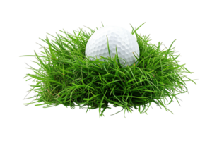 Golf Ball auf Gras auf transparent Hintergrund png