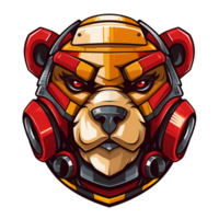 Lion robot tête dessin animé mascotte png