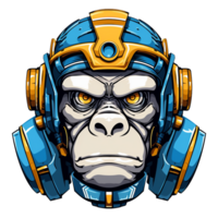 singe robot dessin animé mascotte png