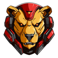 Lion robot tête dessin animé mascotte png