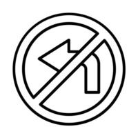 No turn Left Line Icon vector