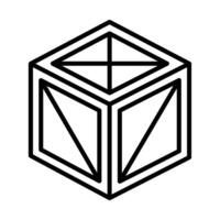3d cubo línea icono vector