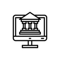 icono de línea de banca por internet vector