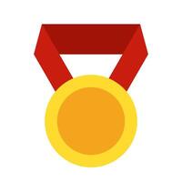 medalla de oro con icono de cinta roja vector