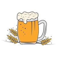 Beer in a mug, isolated illustration on a white background vector