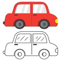 un rojo aislado coche en un blanco antecedentes en dibujos animados estilo vector