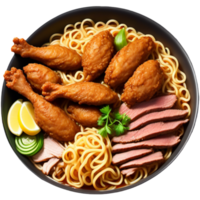 Delicious Fried Beef And Chicken Noodle png