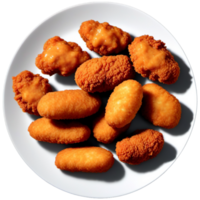 Delicious Fried Chicken Nuggets on a White Plate png