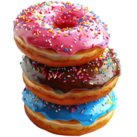 Bright colored donuts, on a transparent background png