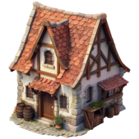 isometrisch Fantasie mittelalterlich Haus, 3d Karikatur, transparent Hintergrund png