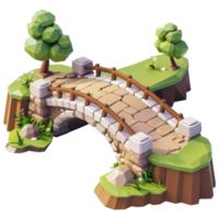 Medieval Bridge, 3d cartoon, transparent background png