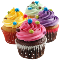 Cupcakes, brightly colored, on a transparent background png