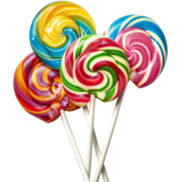 Spiral lollipops, brightly colored, on a transparent background png