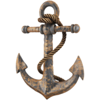 Sea anchor, 3d element, transparent background png
