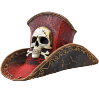 Pirate hat with skull symbol, 3d element, transparent background png