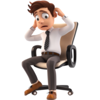 Dizzy office man, 3d element, transparent background png