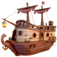 pirata nave, 3d elemento, trasparente sfondo png