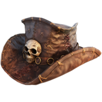 Pirate hat with skull symbol, 3d element, transparent background png