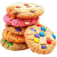 Cookies with bright colored toppings, with a transparent background png