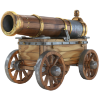 Medieval cannon, 3d elements, transparent background png