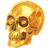 Sparkling gold skull, 3d elements, transparent background png