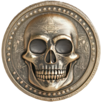 schedel symbool munt, 3d element, transparant achtergrond png