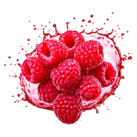 Raspberries in Juice Splash Isolated on Transparent Background png