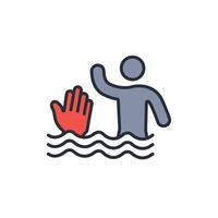 drowning icon. .Editable stroke.linear style sign for use web design,logo.Symbol illustration. vector