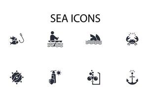 Sea icon. .Editable stroke.linear style sign for use web design,logo.Symbol illustration. vector