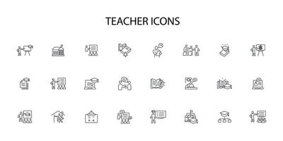 Teacher icon set..Editable stroke.linear style sign for use web design,logo.Symbol illustration. vector