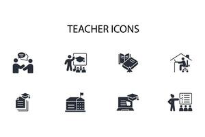 Teacher icon set..Editable stroke.linear style sign for use web design,logo.Symbol illustration. vector