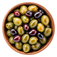 Olives Served in a Bowl Top View Isolated on Transparent Background png