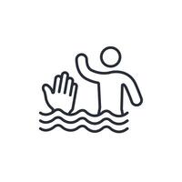 drowning icon. .Editable stroke.linear style sign for use web design,logo.Symbol illustration. vector