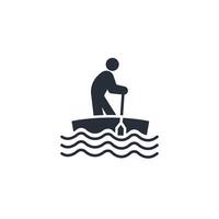 paddle canoe icon. .Editable stroke.linear style sign for use web design,logo.Symbol illustration. vector