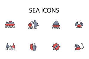 Sea icon. .Editable stroke.linear style sign for use web design,logo.Symbol illustration. vector