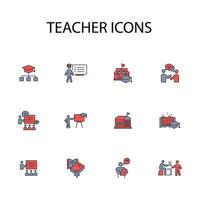 Teacher icon set..Editable stroke.linear style sign for use web design,logo.Symbol illustration. vector