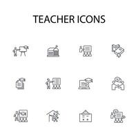 Teacher icon set..Editable stroke.linear style sign for use web design,logo.Symbol illustration. vector