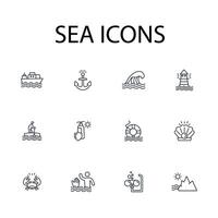 Sea icon. .Editable stroke.linear style sign for use web design,logo.Symbol illustration. vector