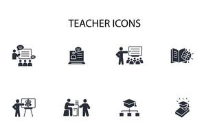 Teacher icon set..Editable stroke.linear style sign for use web design,logo.Symbol illustration. vector