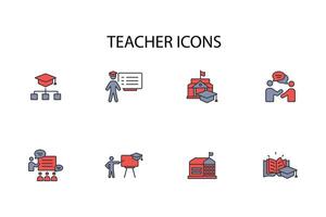 Teacher icon set..Editable stroke.linear style sign for use web design,logo.Symbol illustration. vector