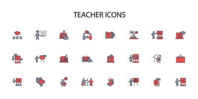 Teacher icon set..Editable stroke.linear style sign for use web design,logo.Symbol illustration. vector