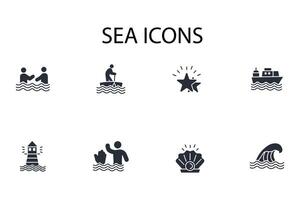 Sea icon. .Editable stroke.linear style sign for use web design,logo.Symbol illustration. vector