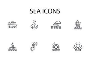 Sea icon. .Editable stroke.linear style sign for use web design,logo.Symbol illustration. vector