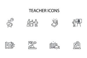 Teacher icon set..Editable stroke.linear style sign for use web design,logo.Symbol illustration. vector